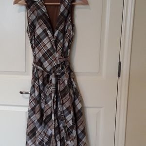 Jones New York 4P Sleeveless Plaid Wrap Dress